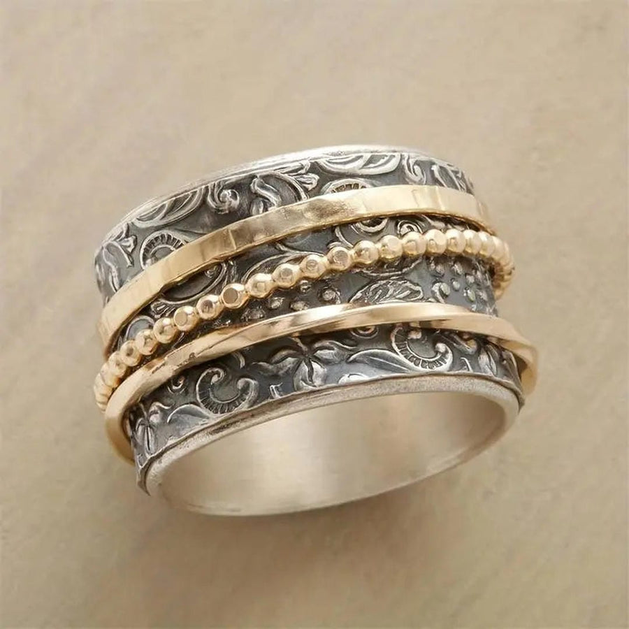 Anel Bicolor Dourado e Prateado