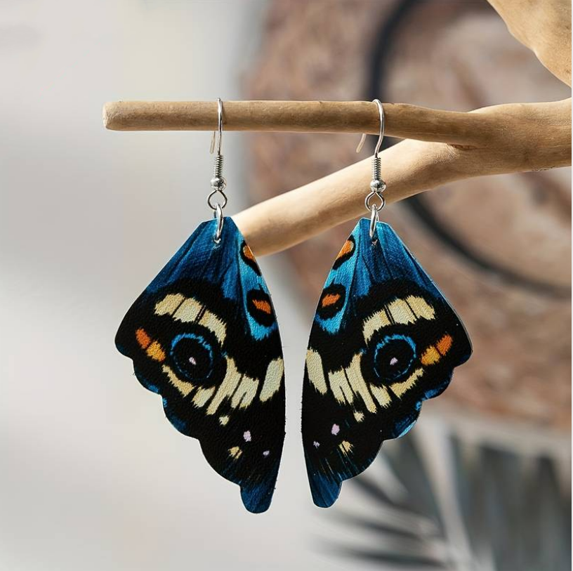 Boucles d'oreilles vintage ailes de papillon exotiques