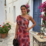 Paloma | Vestido Maxi Estampado de Um Ombro