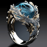 Anel Cristal Azul Iridescente