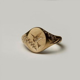 Anel Sinete Colibri em Ouro Vintage