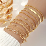 Conjunto de Pulseiras Finas com Pérolas