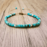 Pulseira Fina de Contas Turquesa
