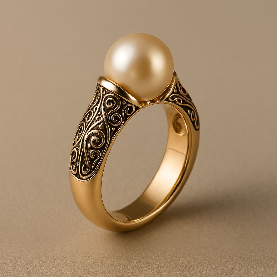 Anel Dourado com Pérola