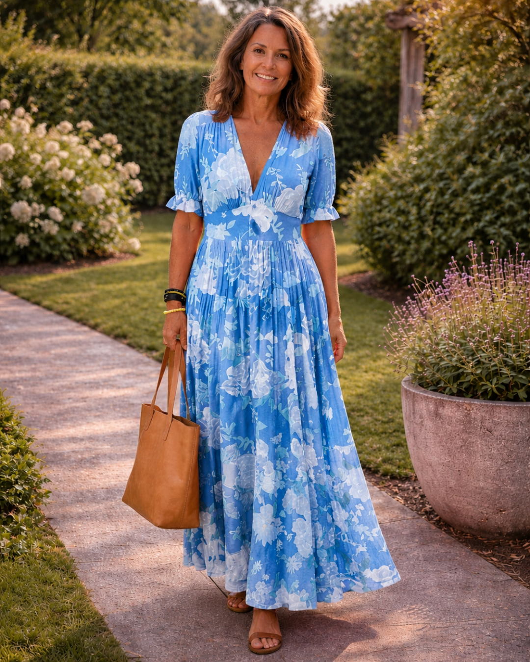 Yara | Vestido Maxi Floral com Decote em V