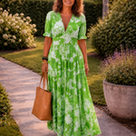 Yara | Vestido Maxi Floral com Decote em V