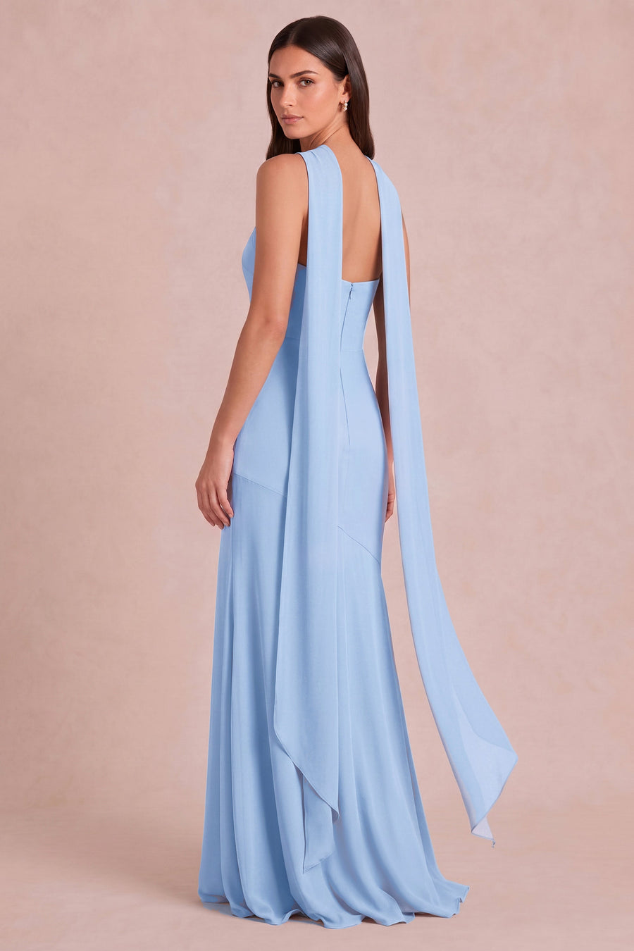 Ivone | Vestido de dama de honor tubinho em chiffon com detalhe drapeado