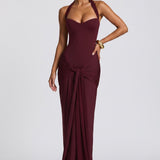 Joana | Vestido comprido tubinho em jersey franzido