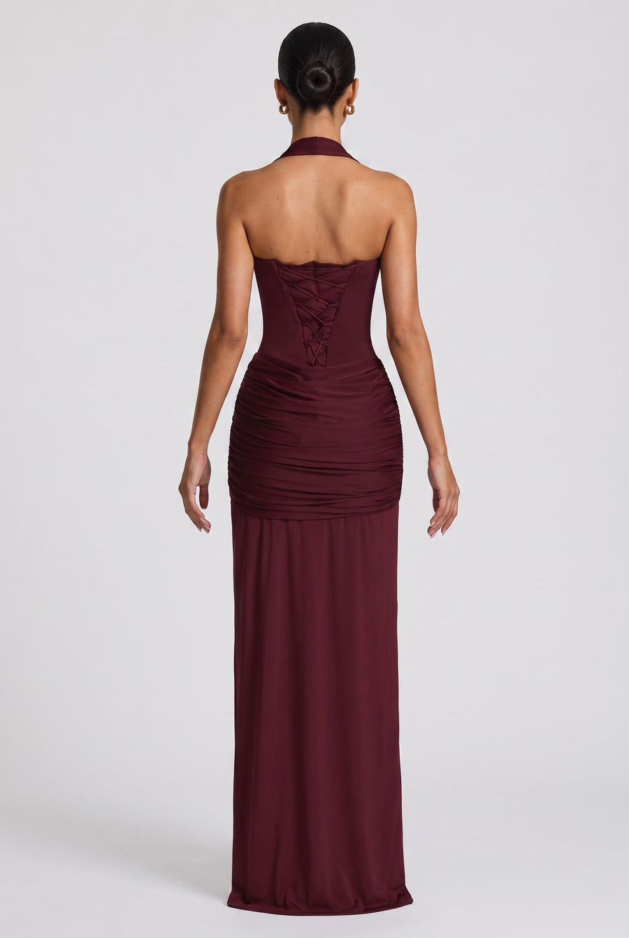 Joana | Vestido comprido tubinho em jersey franzido