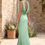 Célia | Vestido comprido tubinho em cetim mate