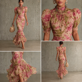 Nina | Vestido Maxi Floral com Mangas Balão