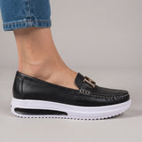 Gaia | Mocassins Plataforma com Fivela Dourada