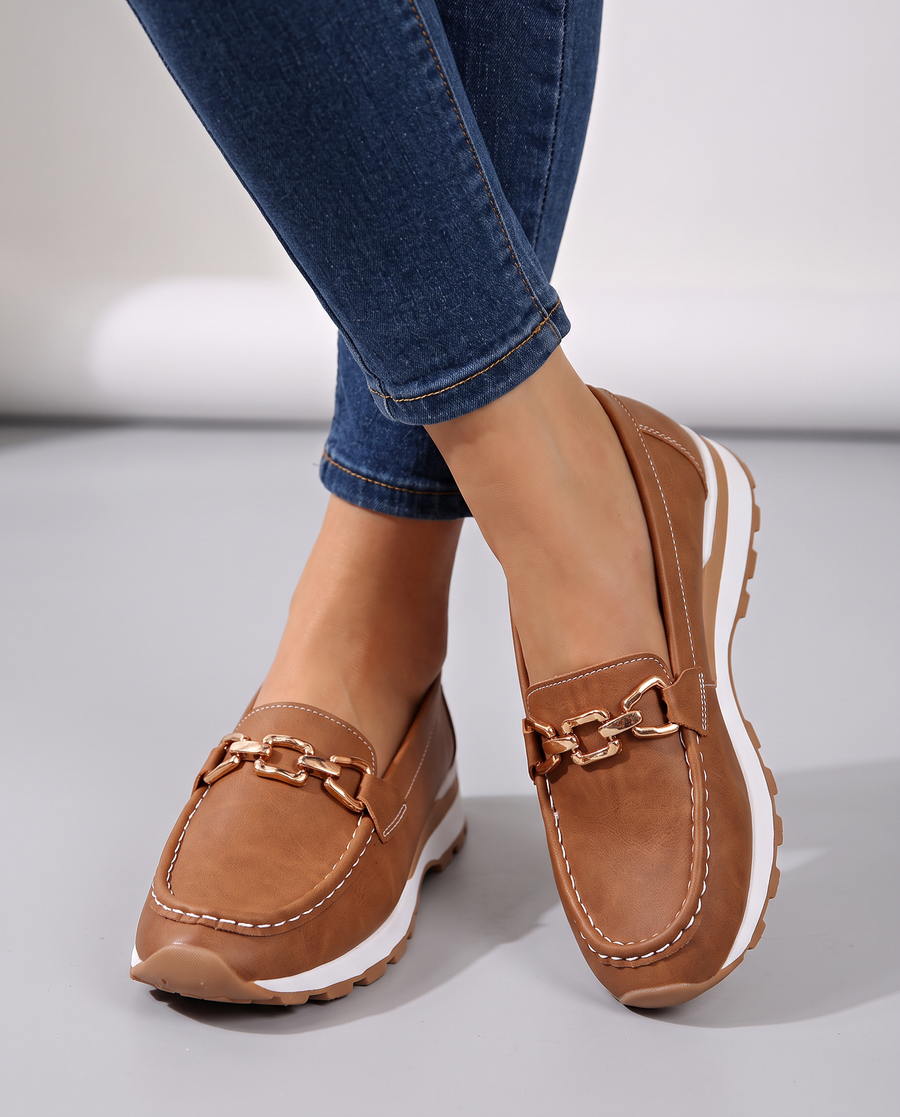 Beatriz | Mocassins Conforto com Fivela Dourada