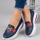 Gaia | Mocassins Plataforma com Fivela Dourada