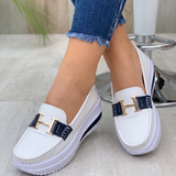 Gaia | Mocassins Plataforma com Fivela Dourada