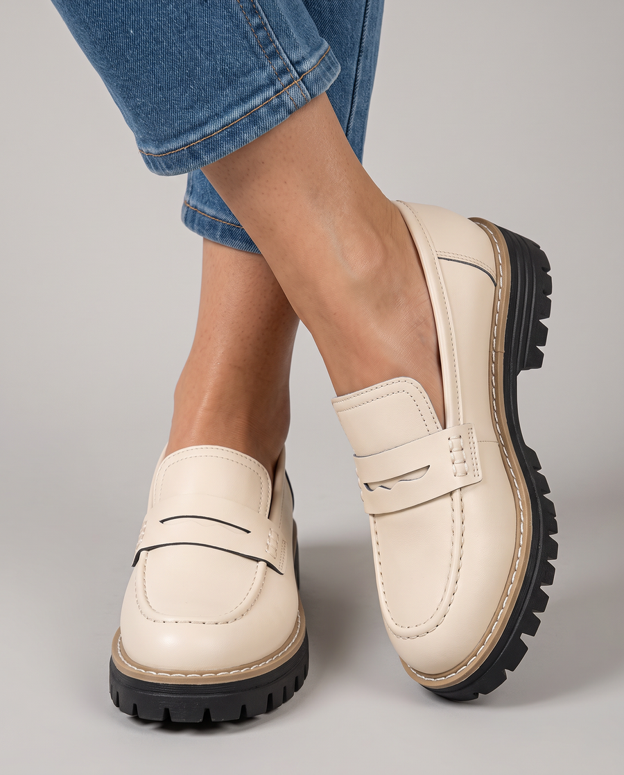 Helena | Mocassins com Plataforma e Salto Grosso