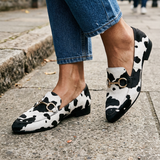 Mocassins de Pelo Malhado Preto e Branco