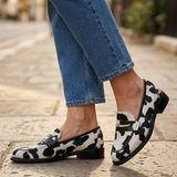 Nives | Mocassins Padrão Vaca com Tira Penny
