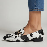 Mocassins de Pelo Malhado Preto e Branco