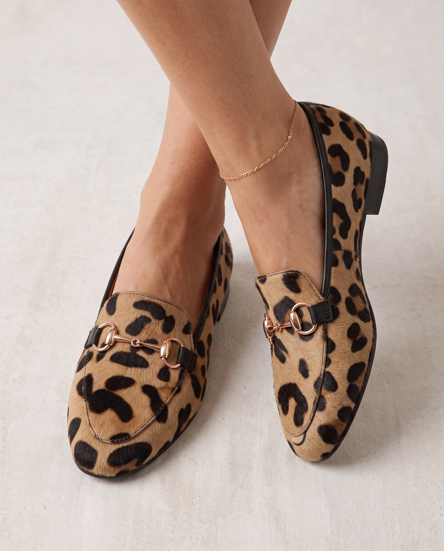 Serena | Mocassins Leopardo com Fivela Dourada