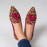Genoveva | Mocassins Leopardo Efeito Camurça com Borlas Fúcsia