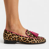 Fiamma | Mocassins Leopardo com Debruns e Borlas Fúcsia