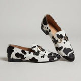 Mocassins de Pelo Malhado Preto e Branco