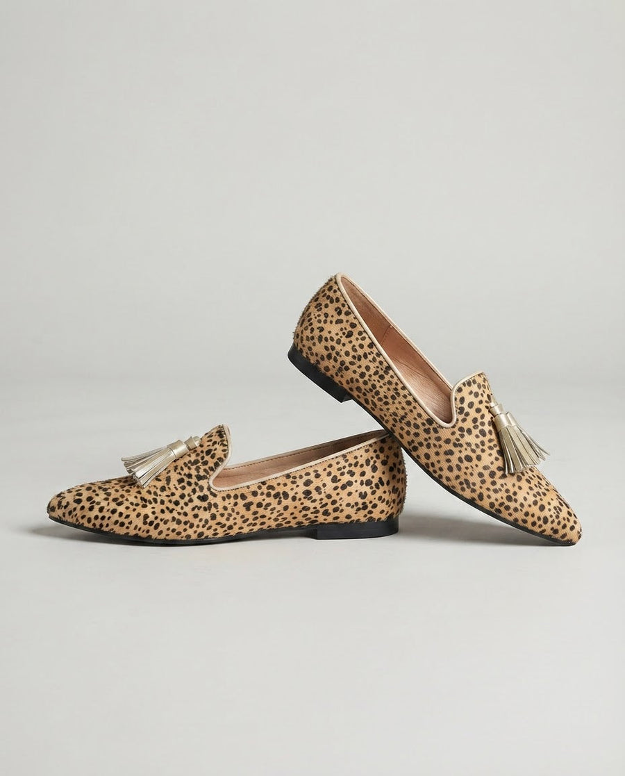 Genoveva | Mocassins Chita com Borlas Douradas