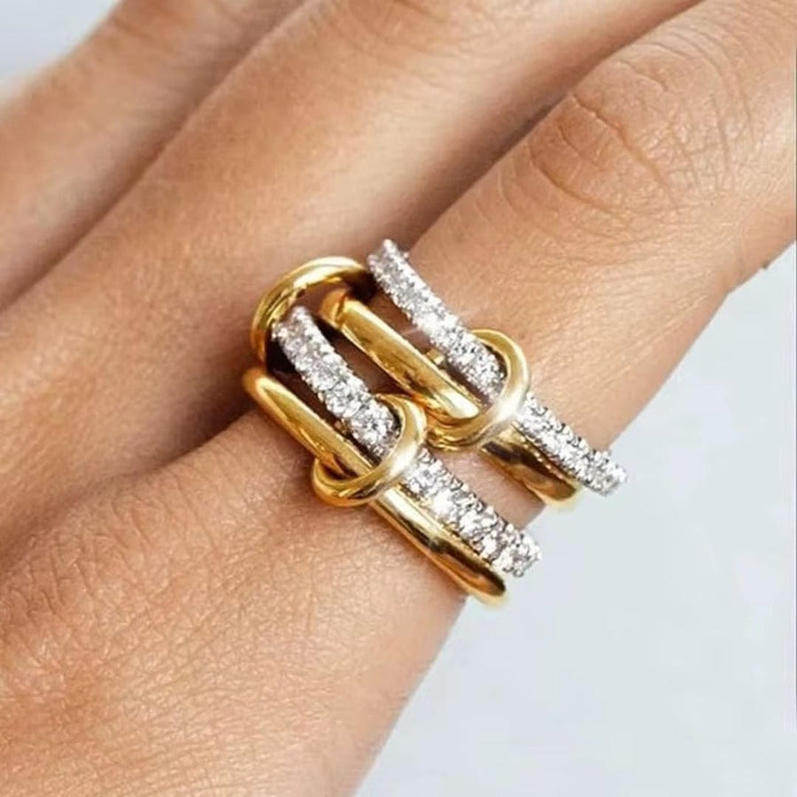 Conjunto de Anéis Zircónias Entrelaçadas