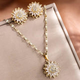 Conjunto Colar e Brincos Girassol Prateado