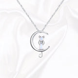 Croissant de lune et collier de chat en pierre de lune