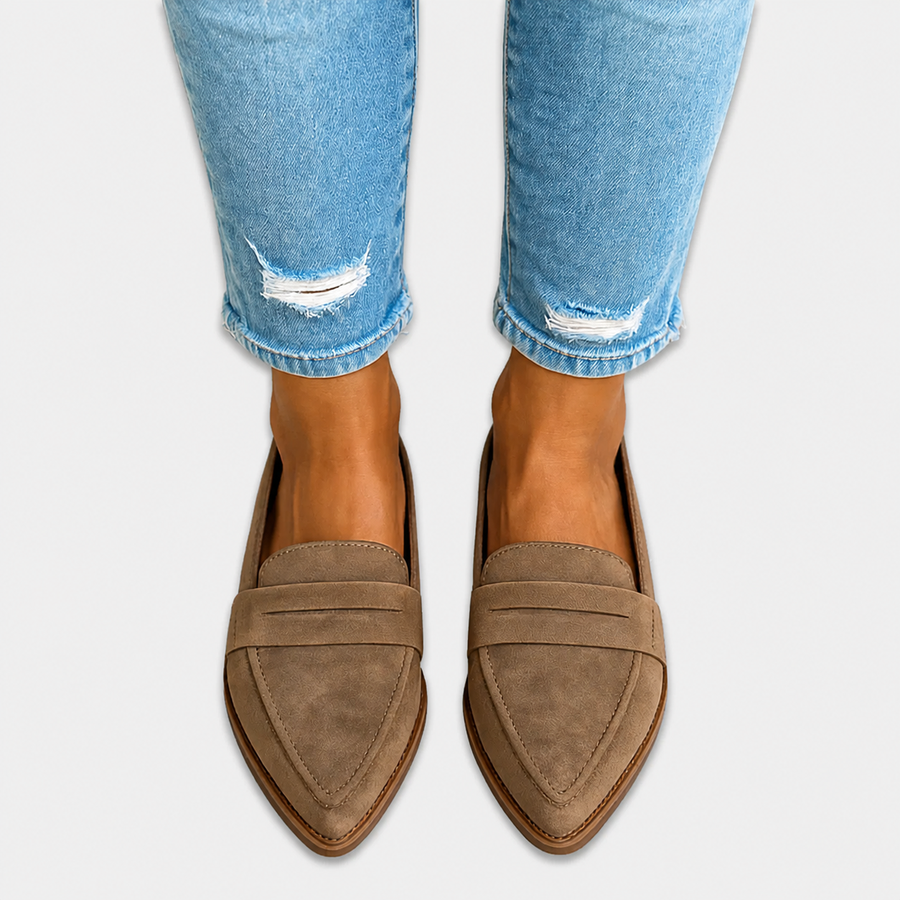 Irene | Mocassins de Bico Efeito Camurça