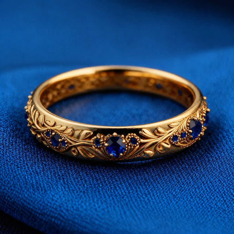 Anel Folha Zircónia Azul