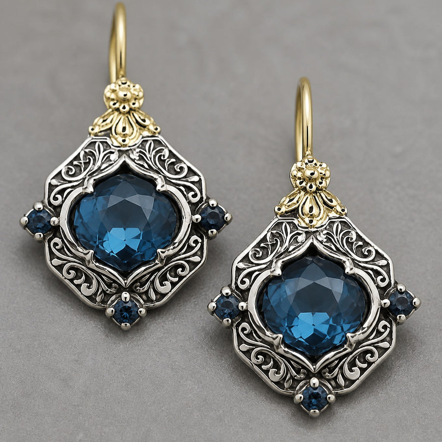 Brincos Pendentes Cristal Azul