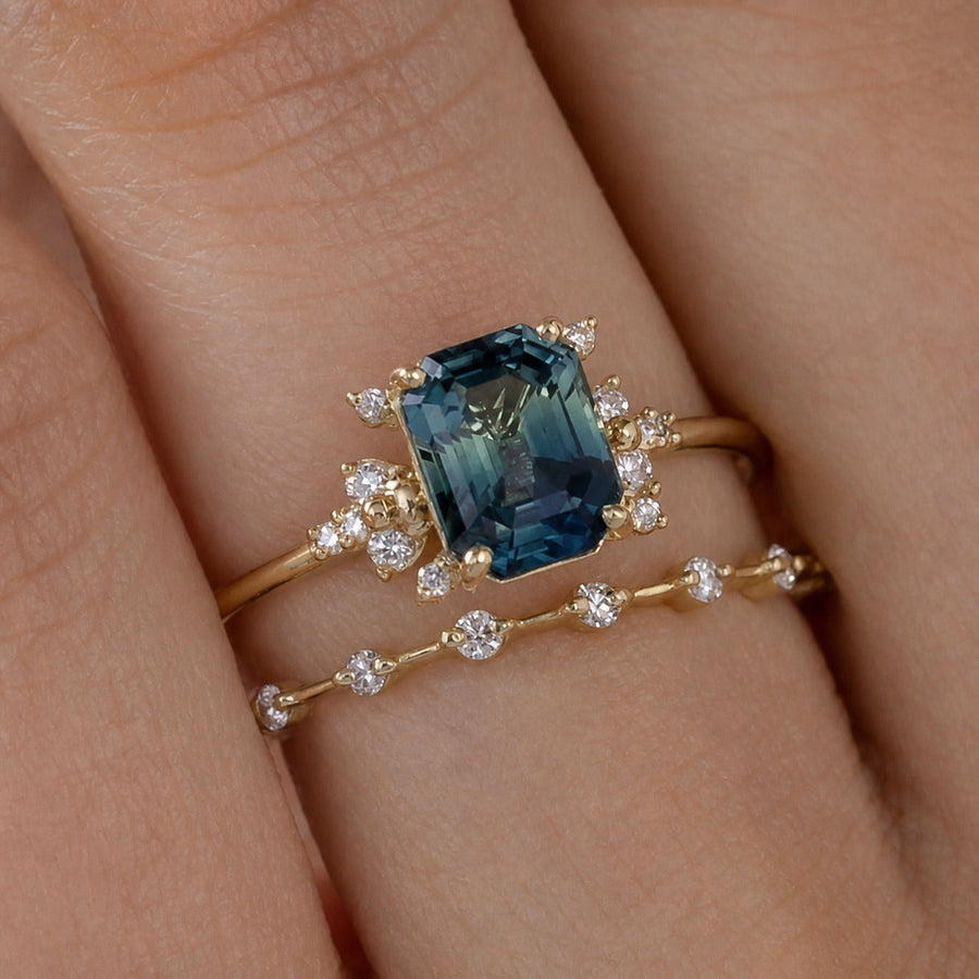 Conjunto de Anéis Cristal Azul