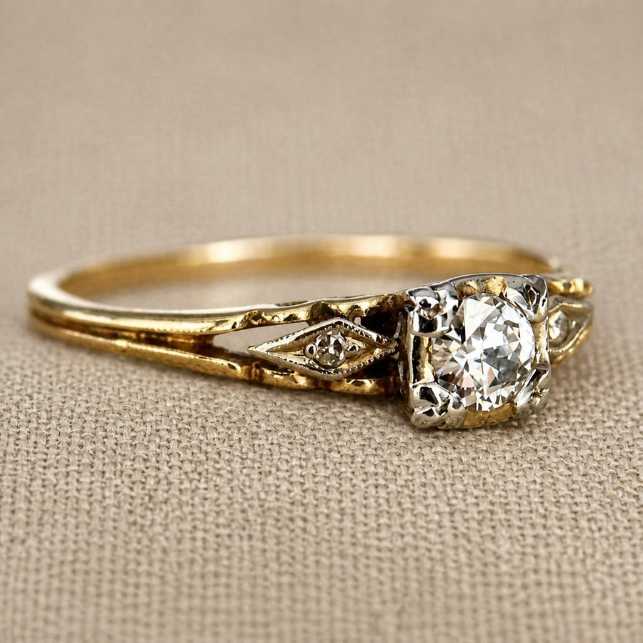 Anel Cristal Brilhante Dourado