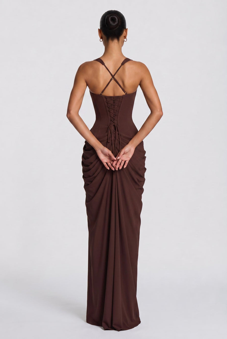 Olívia | Vestido comprido tubinho franzidos em crepe elástico