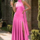 Ondina | Vestido de dama de honor cetim de acetato evasê pregas