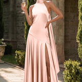 Ondina | Vestido de dama de honor cetim de acetato evasê pregas