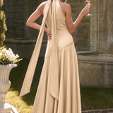 Ondina | Vestido de dama de honor cetim de acetato evasê pregas
