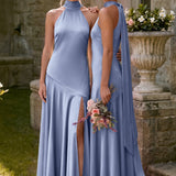 Ondina | Vestido de dama de honor cetim de acetato evasê pregas