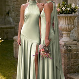 Ondina | Vestido de dama de honor cetim de acetato evasê pregas
