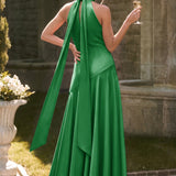Ondina | Vestido de dama de honor cetim de acetato evasê pregas