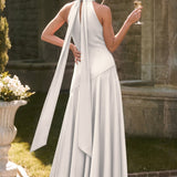 Ondina | Vestido de dama de honor cetim de acetato evasê pregas