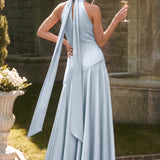 Ondina | Vestido de dama de honor cetim de acetato evasê pregas