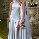 Ondina | Vestido de dama de honor cetim de acetato evasê pregas
