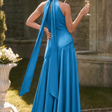 Ondina | Vestido de dama de honor cetim de acetato evasê pregas