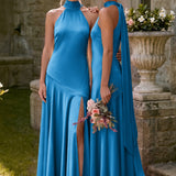 Ondina | Vestido de dama de honor cetim de acetato evasê pregas