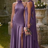 Ondina | Vestido de dama de honor cetim de acetato evasê pregas