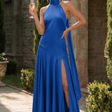 Ondina | Vestido de dama de honor cetim de acetato evasê pregas